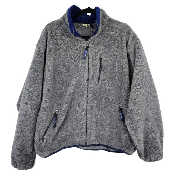 LL Bean Jackets & Blazers - LL Bean Vintage Sherpa Fleece Jacket Women's Gray Blue Full Zip Made in USA D442